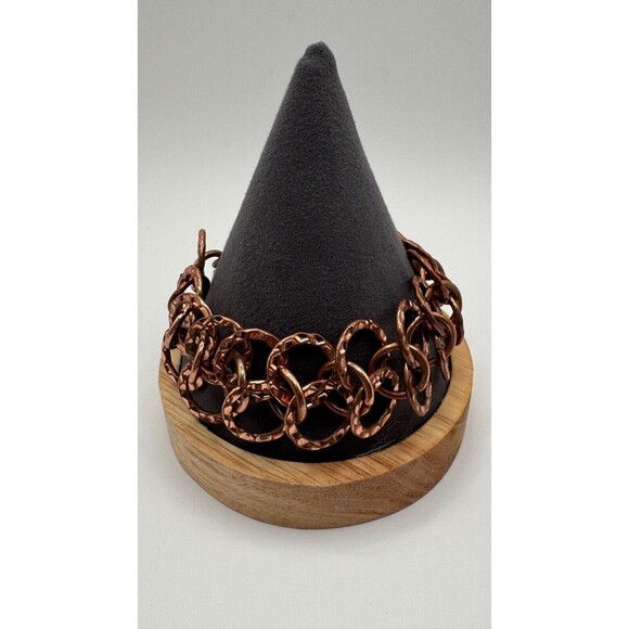 Celtic Solid Copper Chunky Wide Rings Bracelet Double Strand Hammered Jewelry - Picture 1 of 5